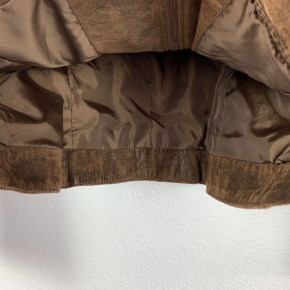 Valerie Stevens Mock Neck Suede Leather Zip Snake Skin Jacket Size Large - Picture 5 of 8